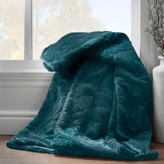 Catherine Lansfield Cosy Diamond Throw - Bottle Green