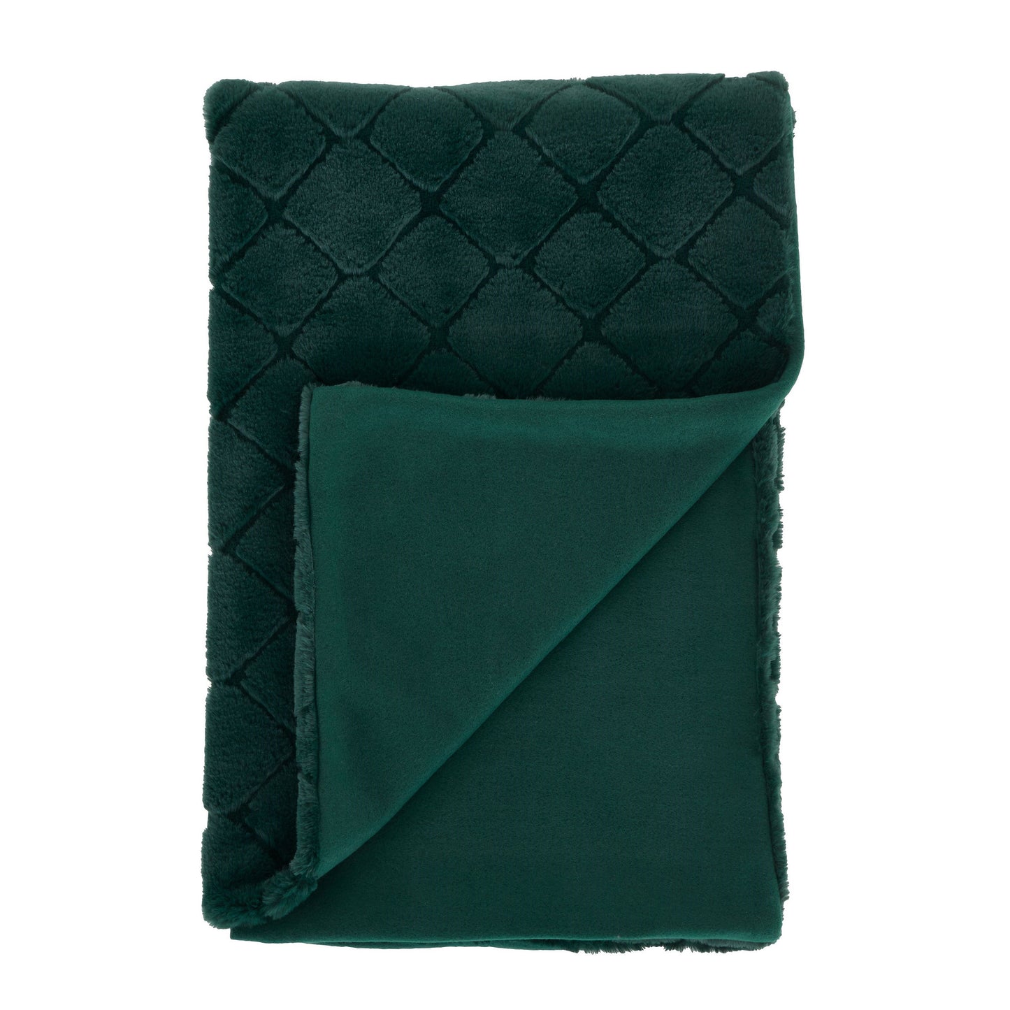 Catherine Lansfield Cosy Diamond Throw - Bottle Green