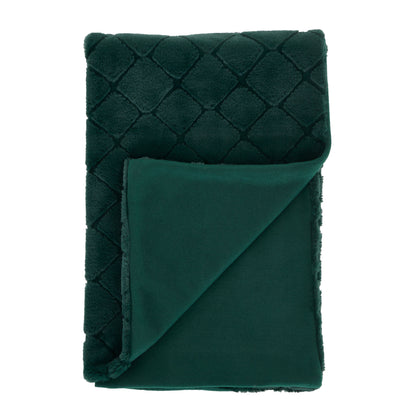 Catherine Lansfield Cosy Diamond Throw - Bottle Green