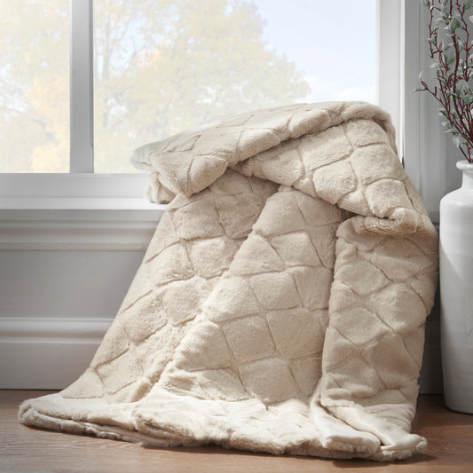 Catherine Lansfield Cosy Diamond Throw - Natural