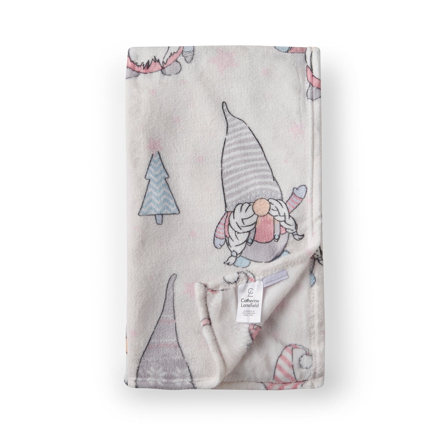 Catherine Lansfield Christmas Festive Gnomes Throw - Pink