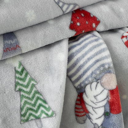 Catherine Lansfield Christmas Festive Gnomes Throw - Red/Grey