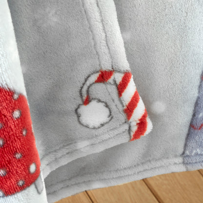 Catherine Lansfield Christmas Festive Gnomes Throw - Red/Grey