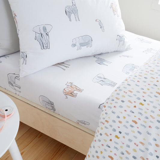 Bianca Zoo Animals Fitted Sheet - Pastel