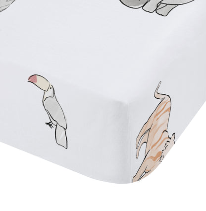 Bianca Zoo Animals Fitted Sheet - Pastel
