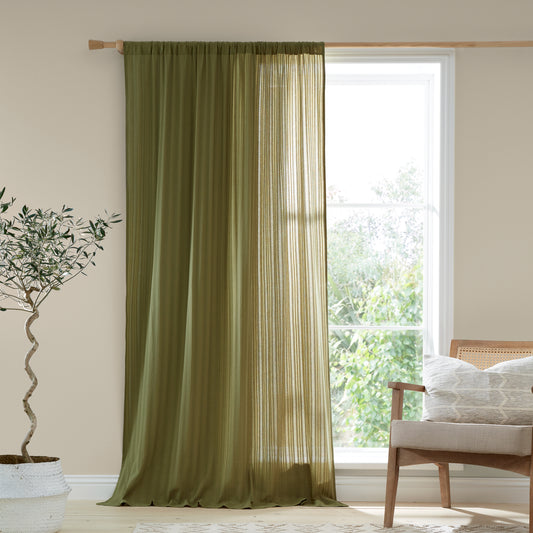 Pineapple Elephant Zofia Broderie Anglaise Slot Top Voile Panel - Olive