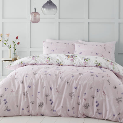 Catherine Lansfield Songbird Duvet Cover Set - Pink