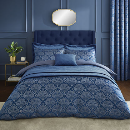 Catherine Lansfield Art Deco Pearl Bedspread - Navy