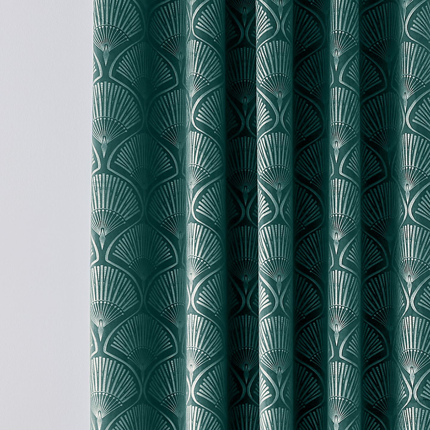 Catherine Lansfield Art Deco Pearl Eyelet Curtains - Teal