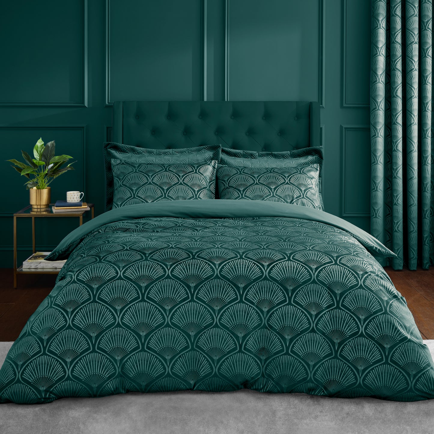 Catherine Lansfield Art Deco Pearl Duvet Cover Set - Teal