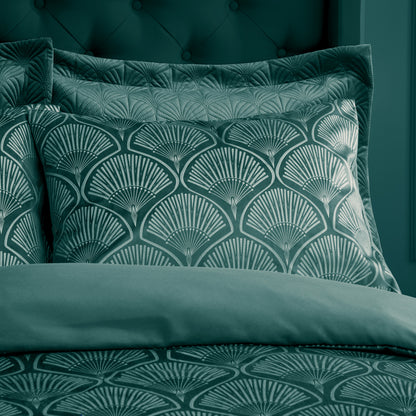 Catherine Lansfield Art Deco Pearl Duvet Cover Set - Teal