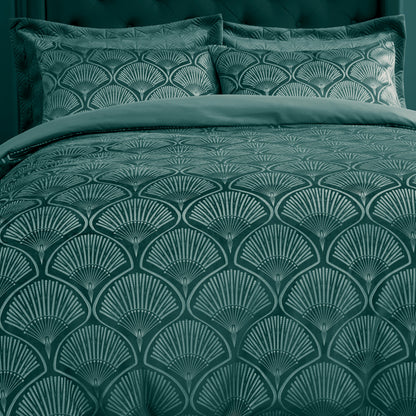 Catherine Lansfield Art Deco Pearl Duvet Cover Set - Teal