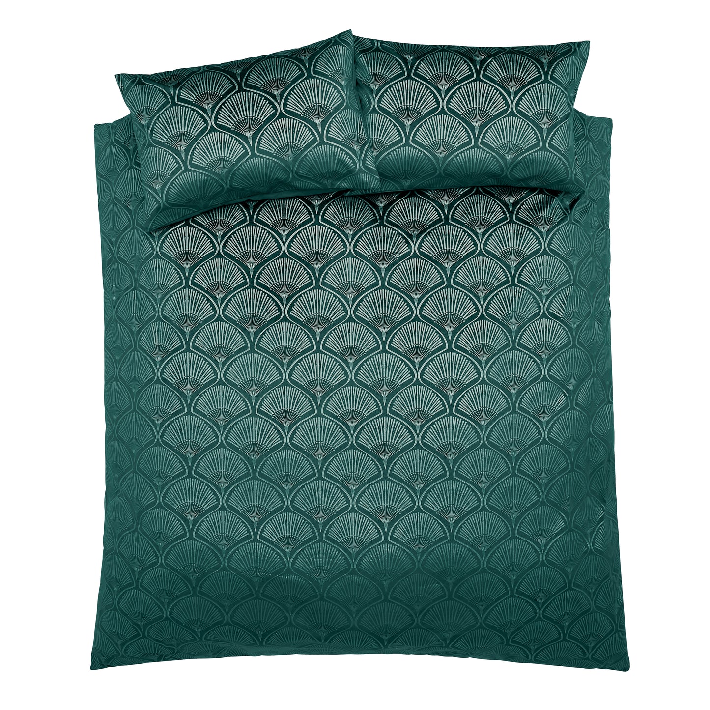 Catherine Lansfield Art Deco Pearl Duvet Cover Set - Teal