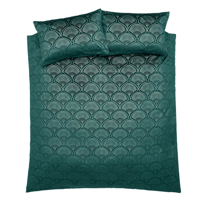 Catherine Lansfield Art Deco Pearl Duvet Cover Set - Teal