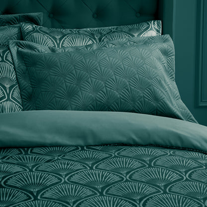 Catherine Lansfield Art Deco Pearl Duvet Cover Set - Teal