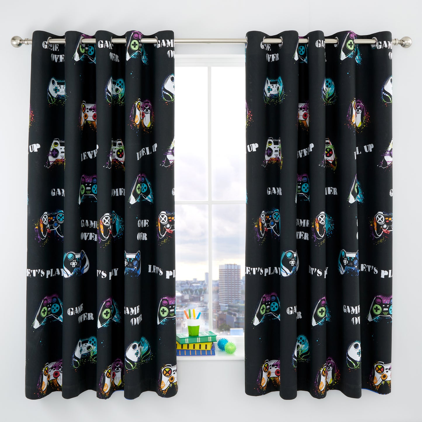 Catherine Lansfield Game Over Eyelet Curtains
