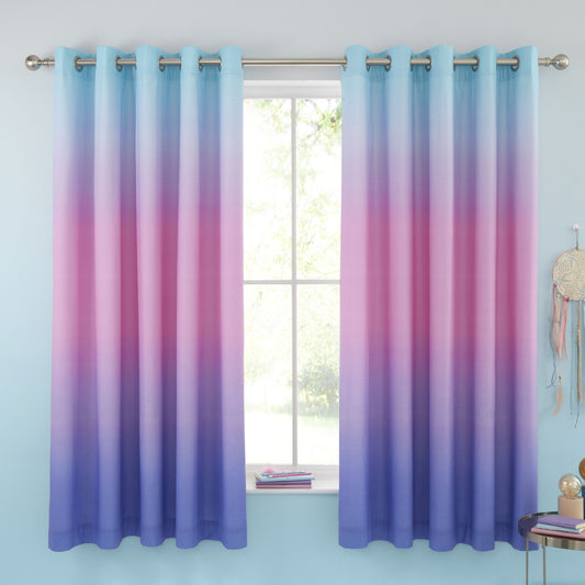 Catherine Lansfield Ombre Rainbow Clouds Eyelet Curtains
