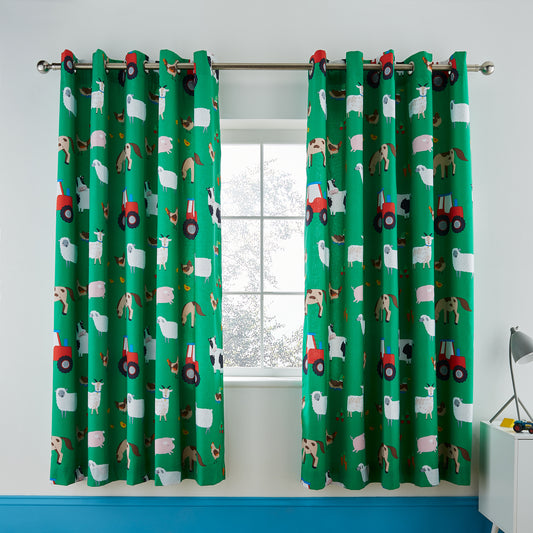 Catherine Lansfield Farmyard Animals Eyelet Curtains