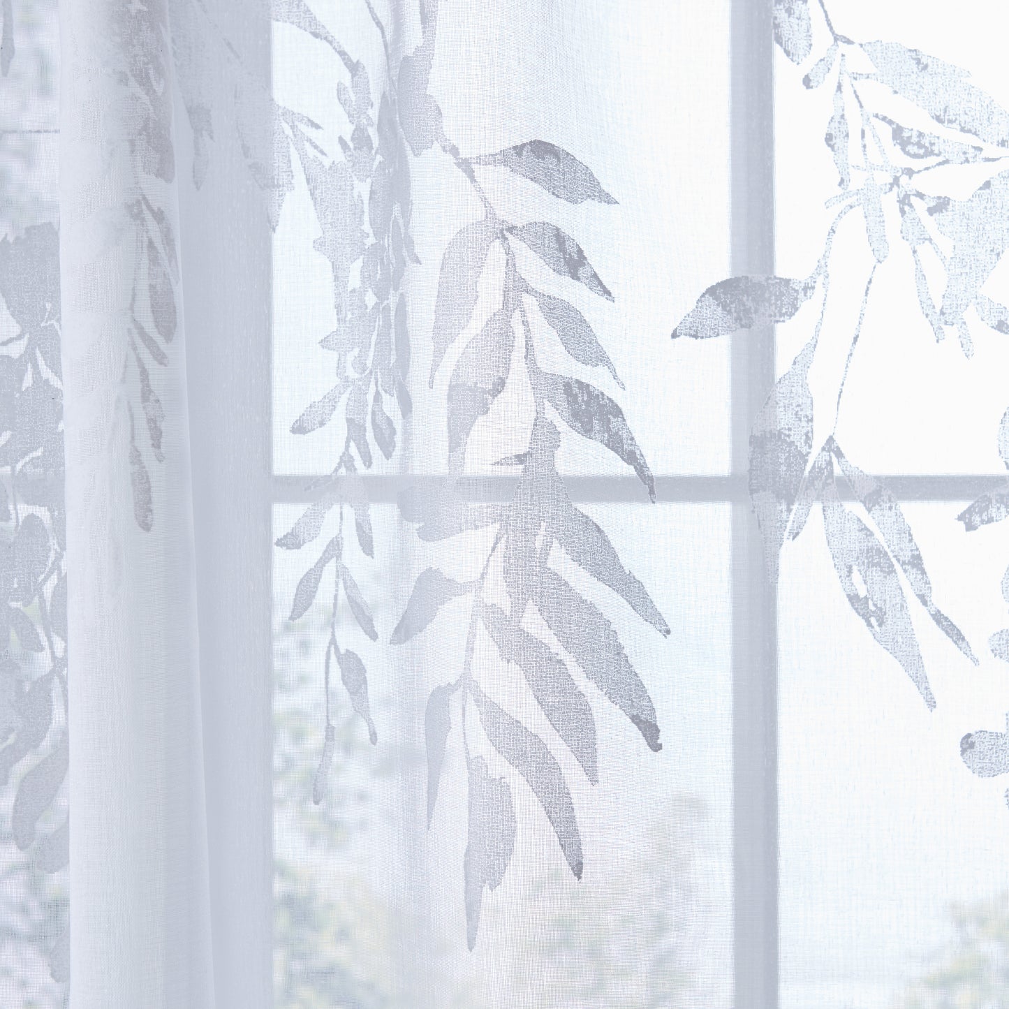 Catherine Lansfield Wisteria Floral Slot Top Voile Panel - White