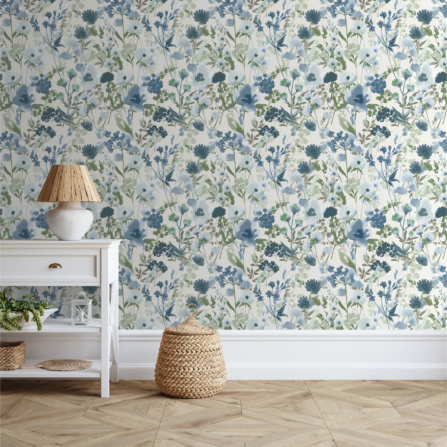 Catherine Lansfield Countryside Floral Wallpaper - Blue