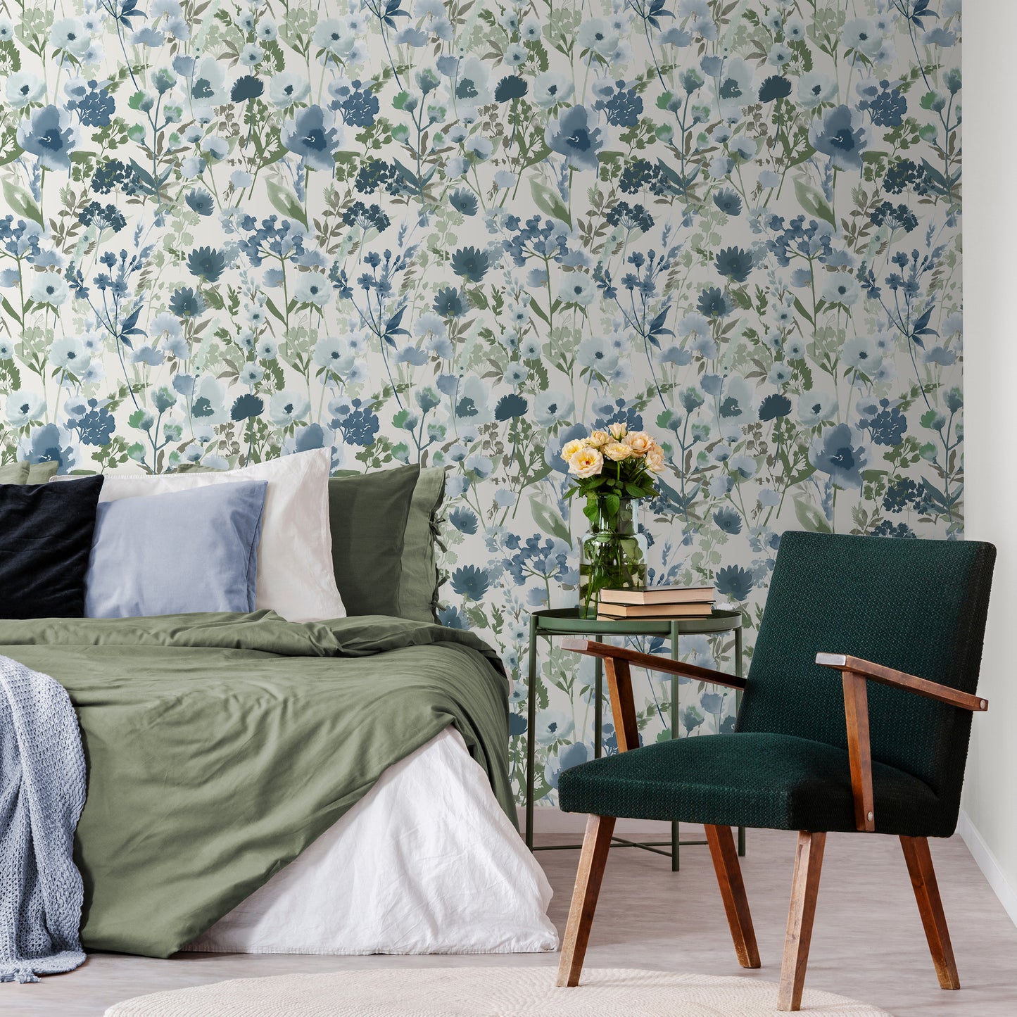 Catherine Lansfield Countryside Floral Wallpaper - Blue