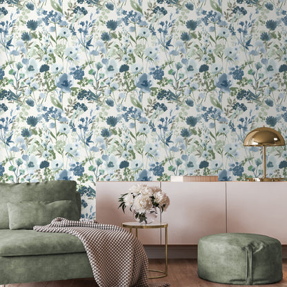 Catherine Lansfield Countryside Floral Wallpaper - Blue