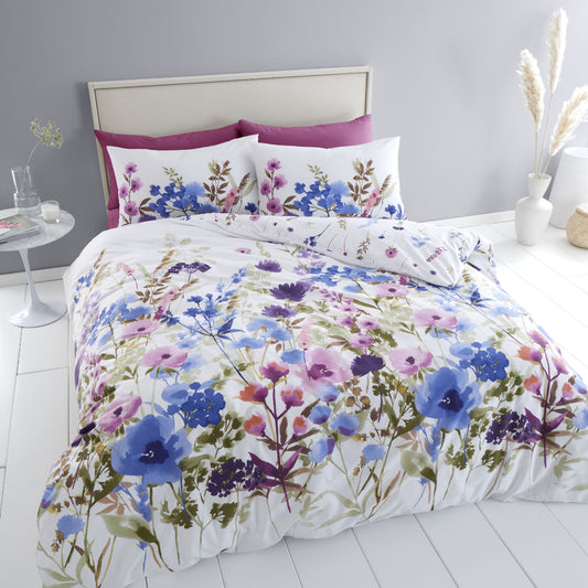 Catherine Lansfield Countryside Floral Duvet Cover Set - Pink/Blue