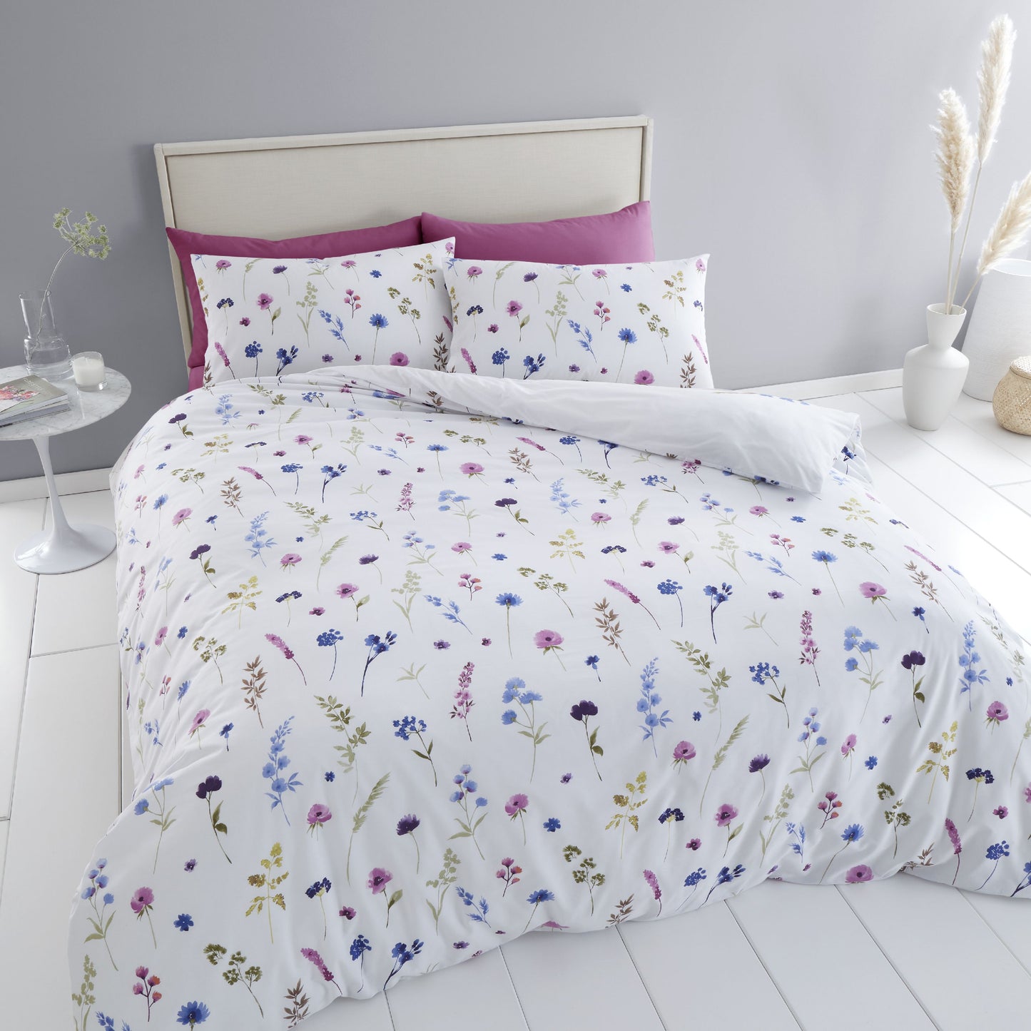 Catherine Lansfield Countryside Floral Duvet Cover Set - Pink/Blue