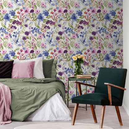 Catherine Lansfield Countryside Floral Wallpaper - Pink/Blue