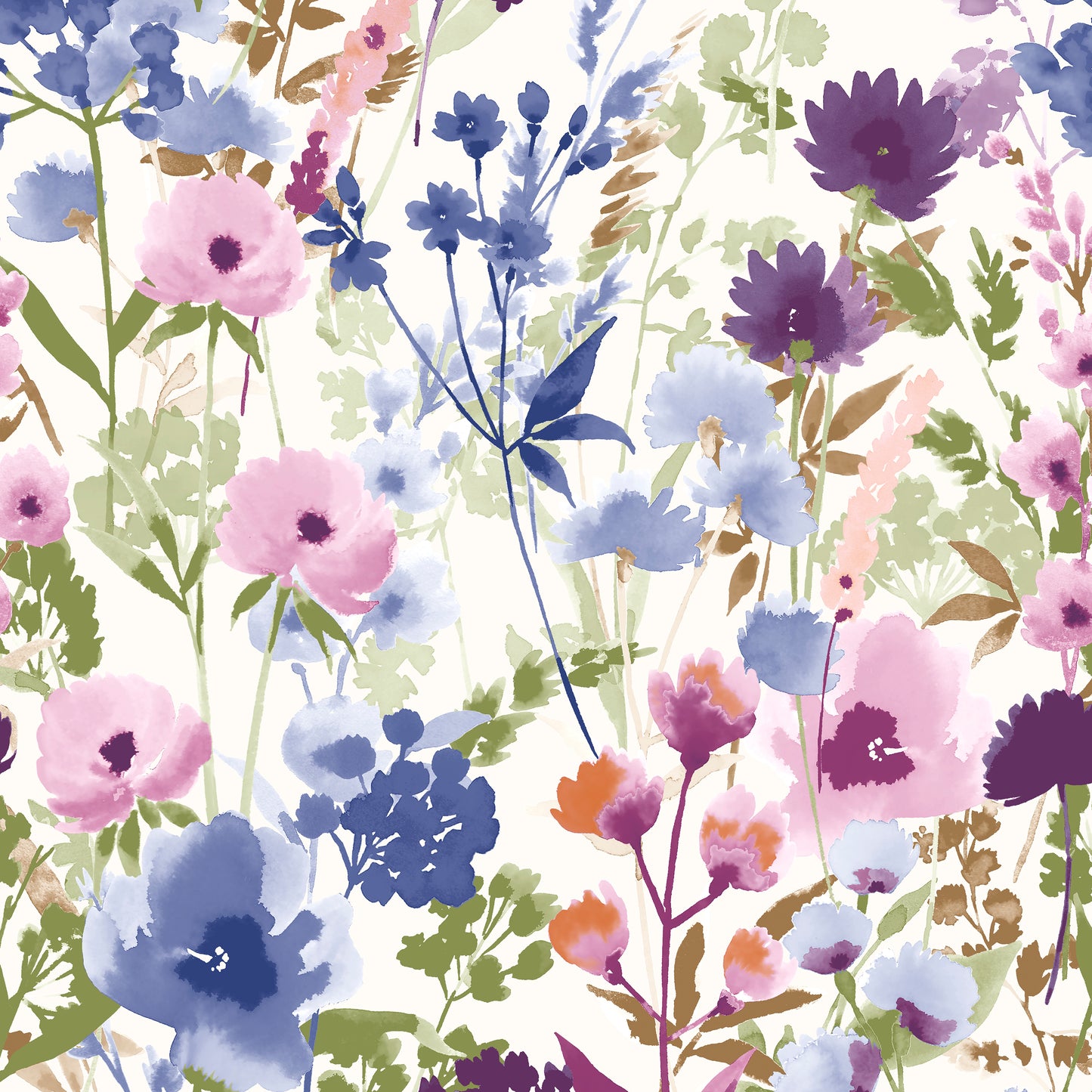Catherine Lansfield Countryside Floral Wallpaper - Pink/Blue