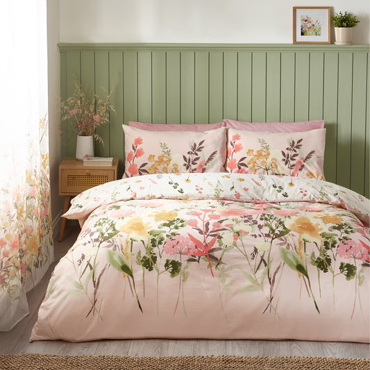 Catherine Lansfield Countryside Floral Duvet Cover Set - Pink