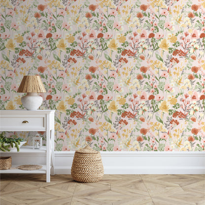 Catherine Lansfield Countryside Floral Wallpaper - Pink