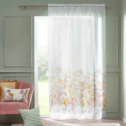 Catherine Lansfield Countryside Floral Slot Top Voile Panel - White