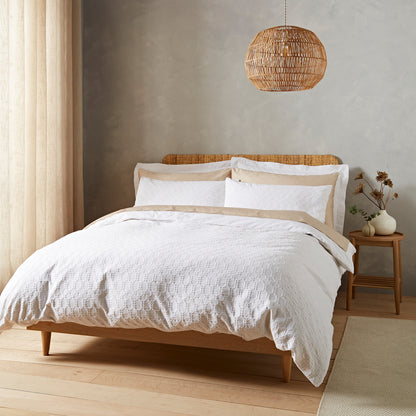 Bianca Waffle Cotton Circle Duvet Cover Set - White