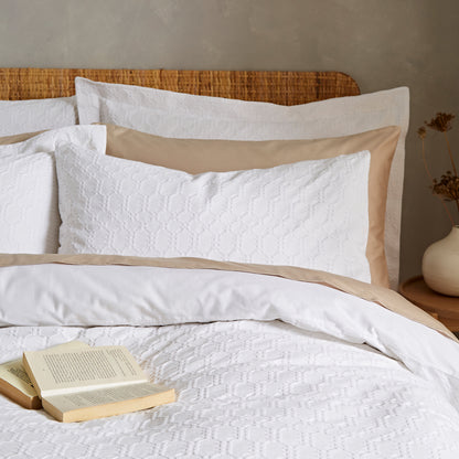 Bianca Waffle Cotton Circle Duvet Cover Set - White