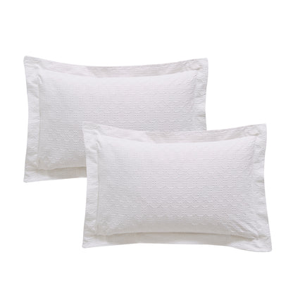 Bianca Waffle Cotton Circle Duvet Cover Set - White