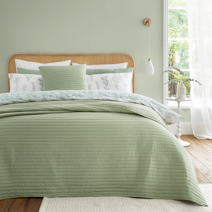 Bianca Quilted Lines Bedspread - Sage