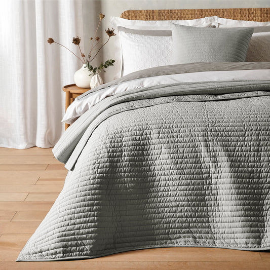 Bianca Quilted Lines Bedspread - Silver