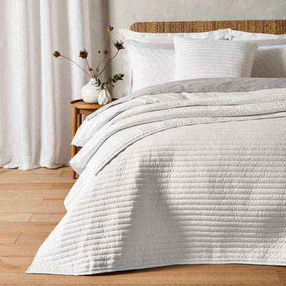 Bianca Quilted Lines Bedspread - White