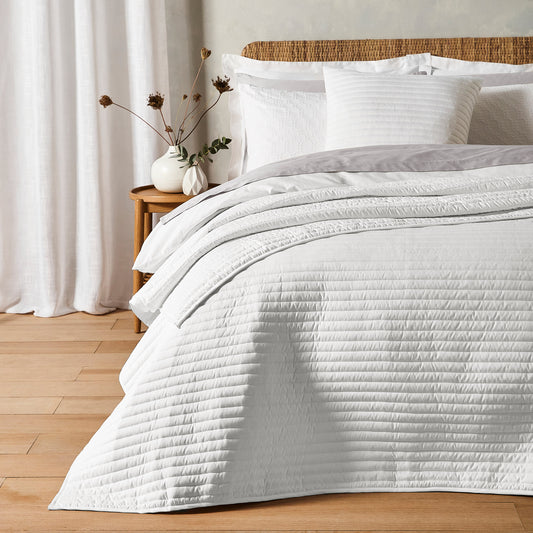 Bianca Quilted Lines Bedspread - White