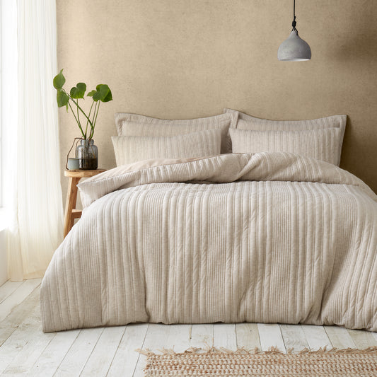 Pineapple Elephant Tamba Jersey Stripe Duvet Cover Set - Natural
