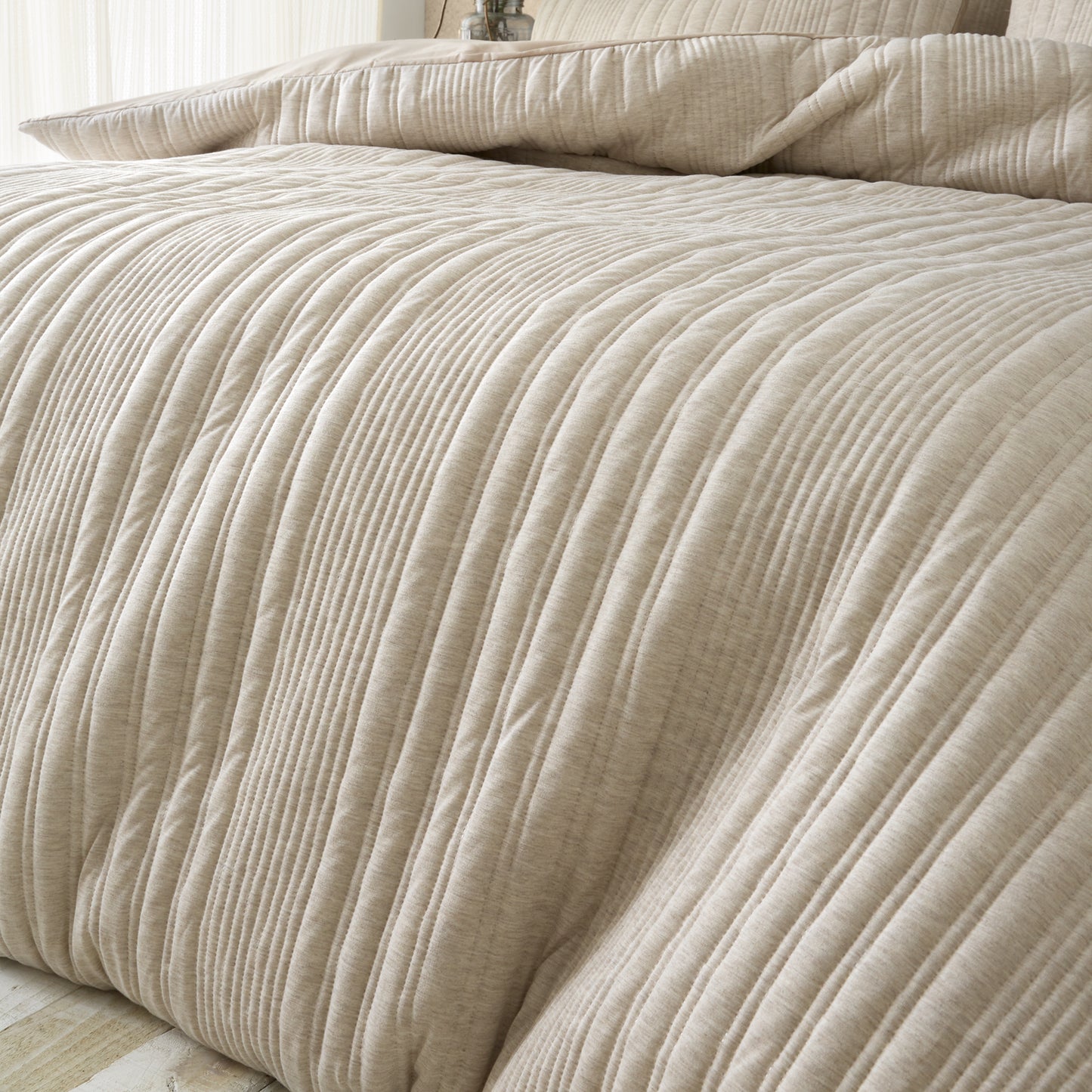 Pineapple Elephant Tamba Jersey Stripe Duvet Cover Set - Natural