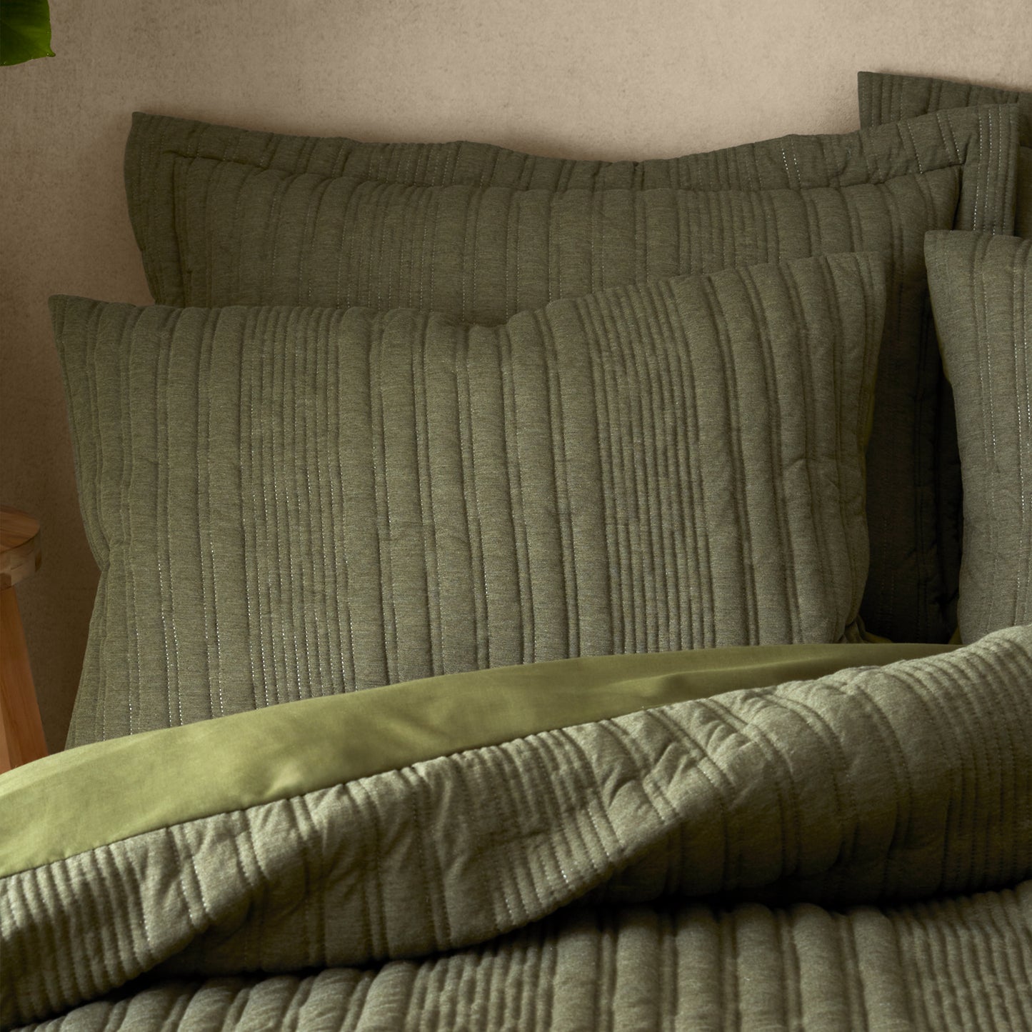 Pineapple Elephant Tamba Jersey Stripe Duvet Cover Set - Olive