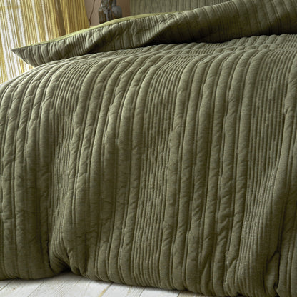 Pineapple Elephant Tamba Jersey Stripe Duvet Cover Set - Olive