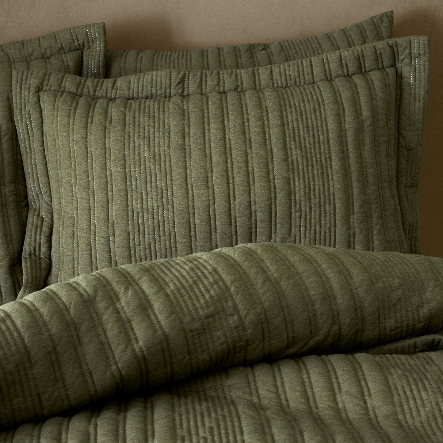 Pineapple Elephant Tamba Jersey Stripe Duvet Cover Set - Olive