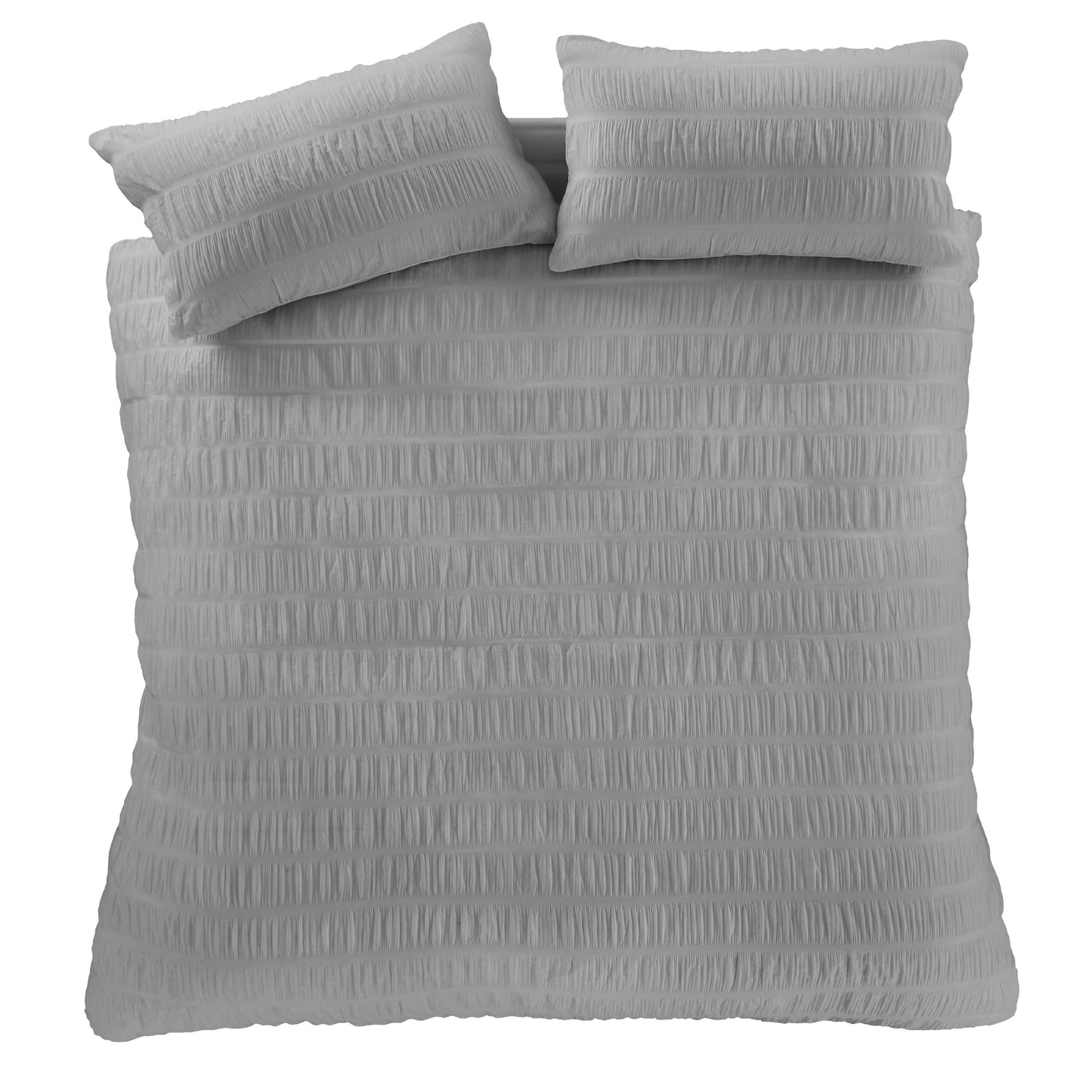 Catherine Lansfield Seersucker Duvet Cover Set - Grey