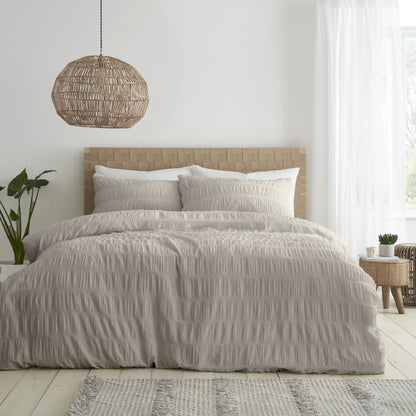 Catherine Lansfield Seersucker Duvet Cover Set - Natural