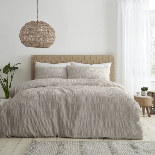 Catherine Lansfield Seersucker Duvet Cover Set - Natural