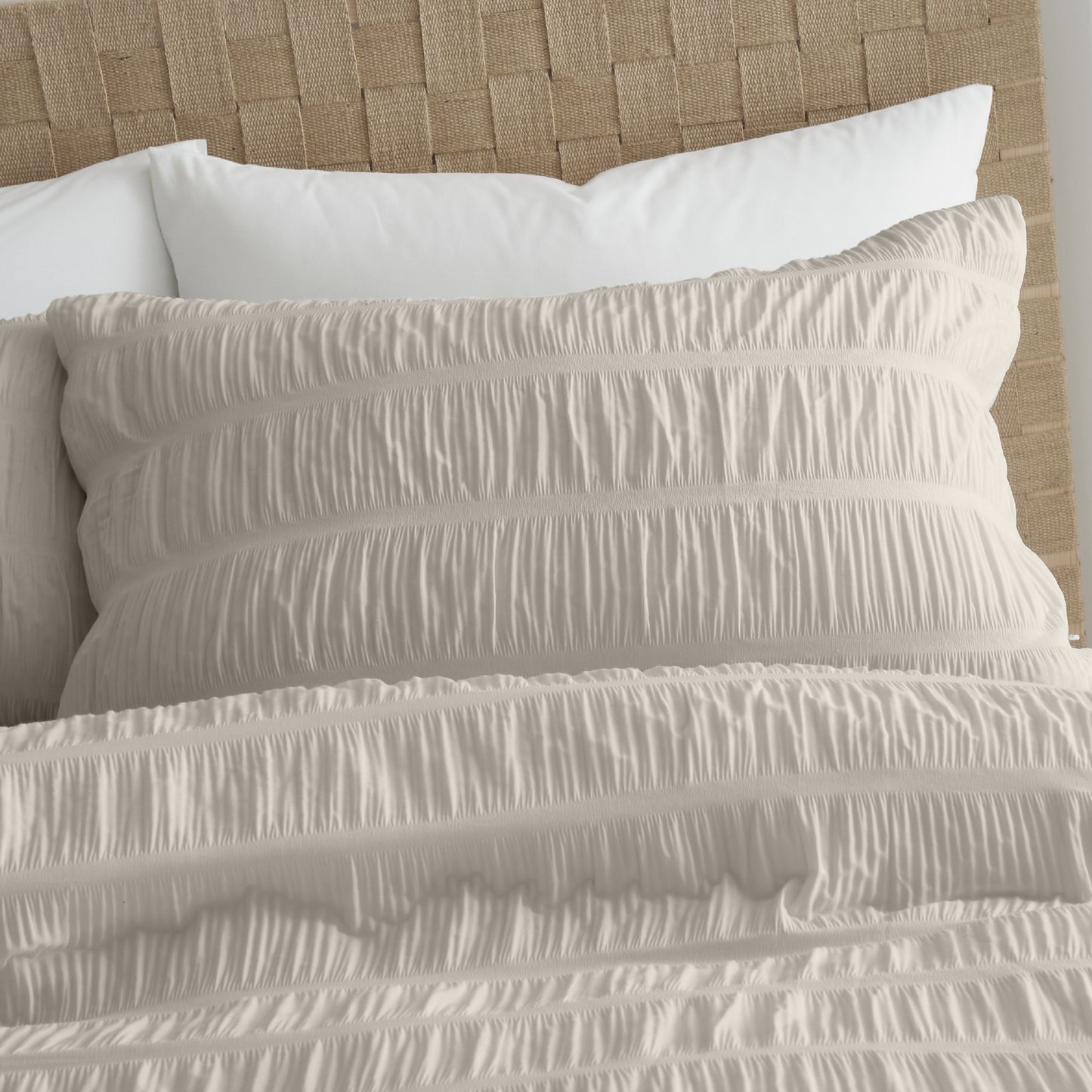 Catherine Lansfield Seersucker Duvet Cover Set - Natural