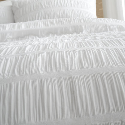 Catherine Lansfield Seersucker Duvet Cover Set - White